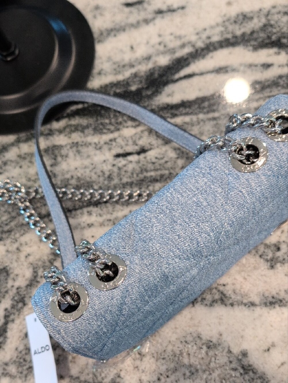 ALDO Quilted Denim Crossbody with Chain Strap - Picture 2 of 6